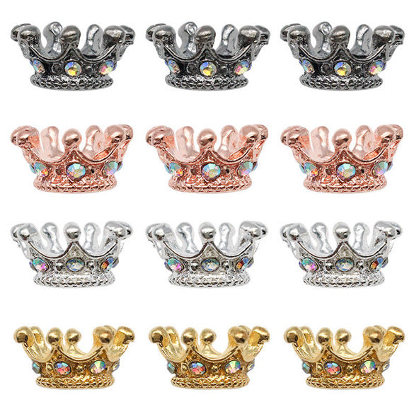 Small Metal Rhinestone Crown Beads