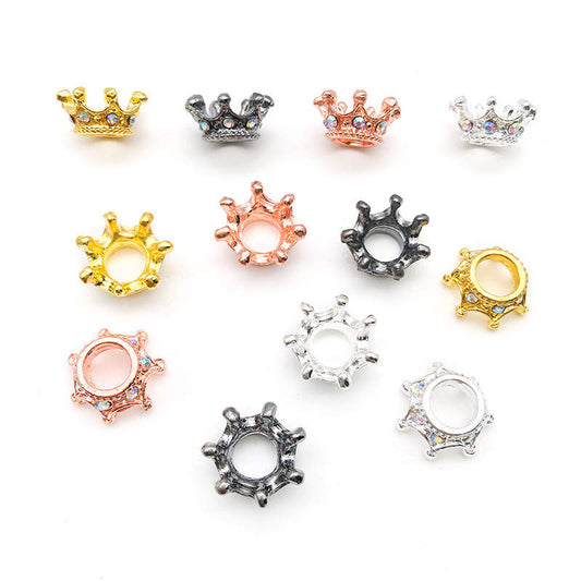 Small Metal Rhinestone Crown Beads