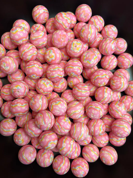 New Groovy Daisy 19mm Printed Silicone Beads