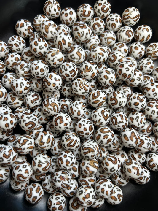 New Cheetah Horseshoe 15mm Printed Silicone Beads