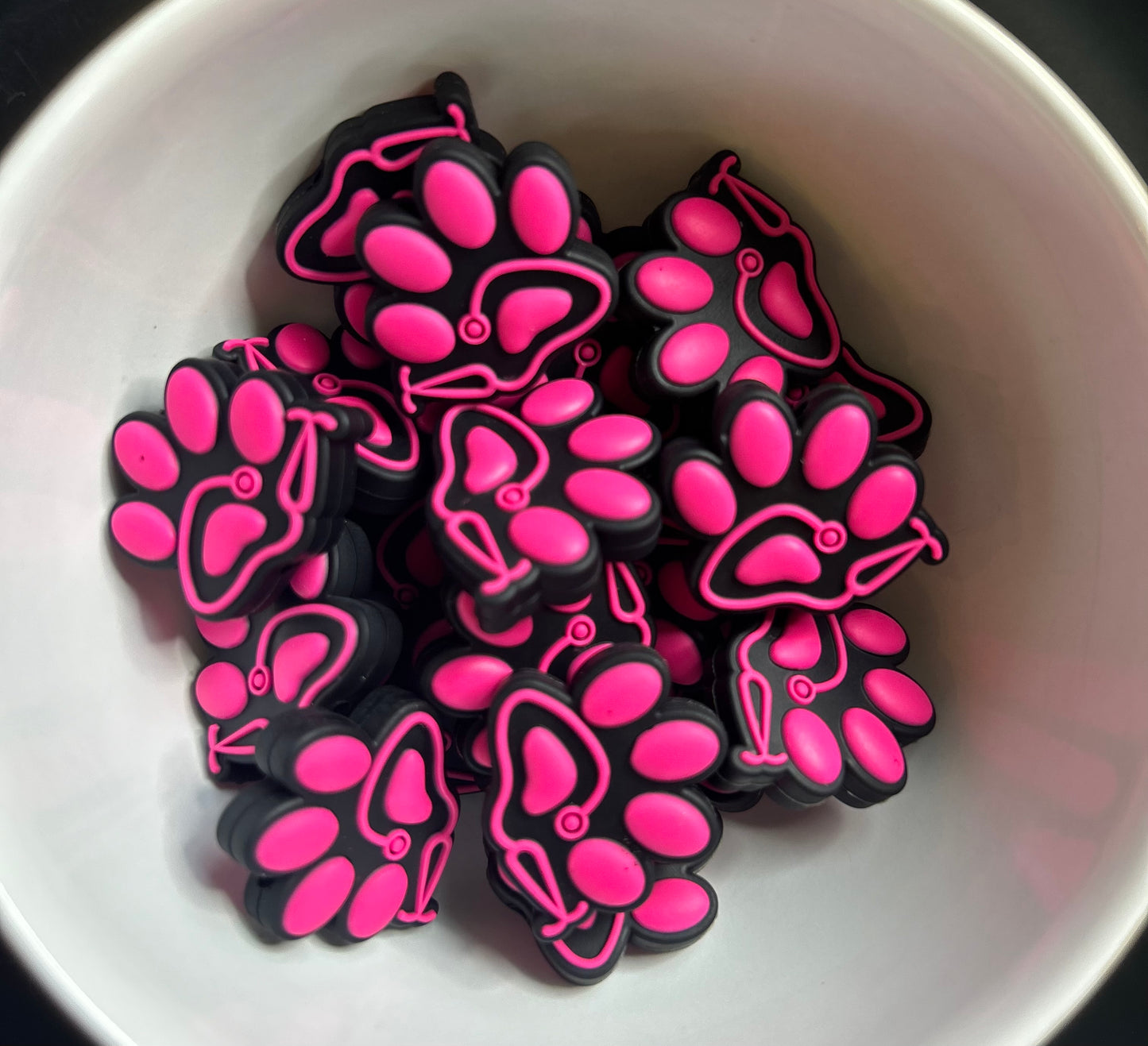 Pink Vet Paw Focal Bead