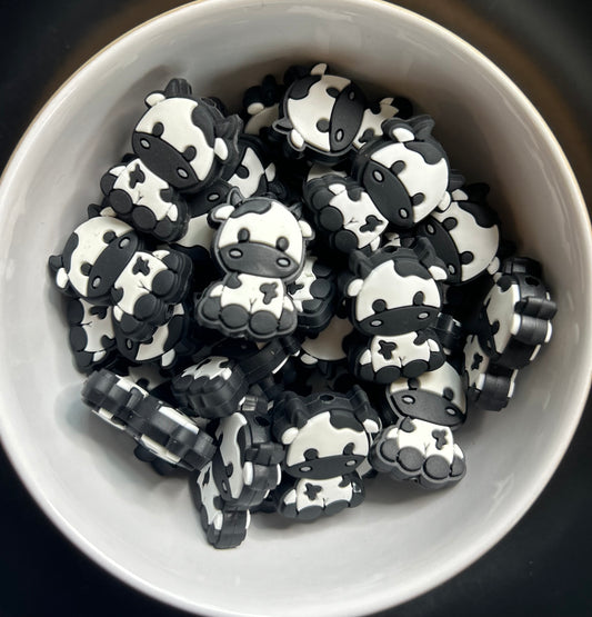 Black & White Cow Focal Bead