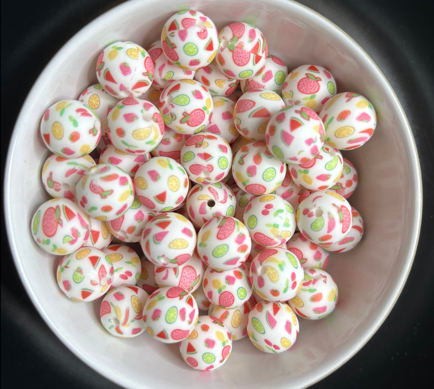 New Summer Fruit Printed Silicone Beads