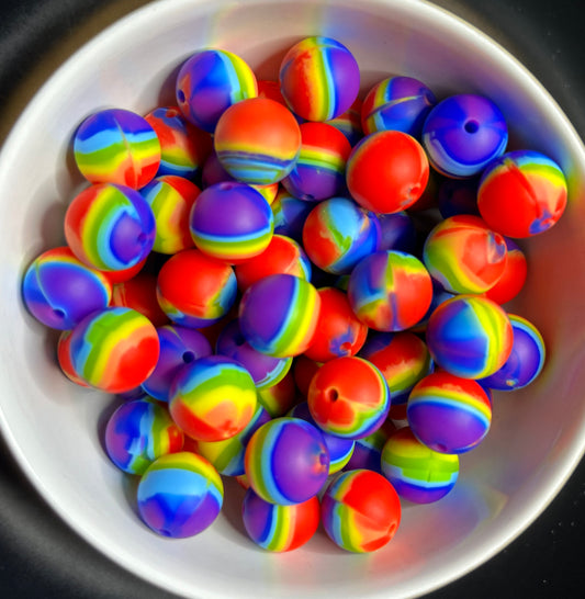 New Rainbow Printed Silicone Beads