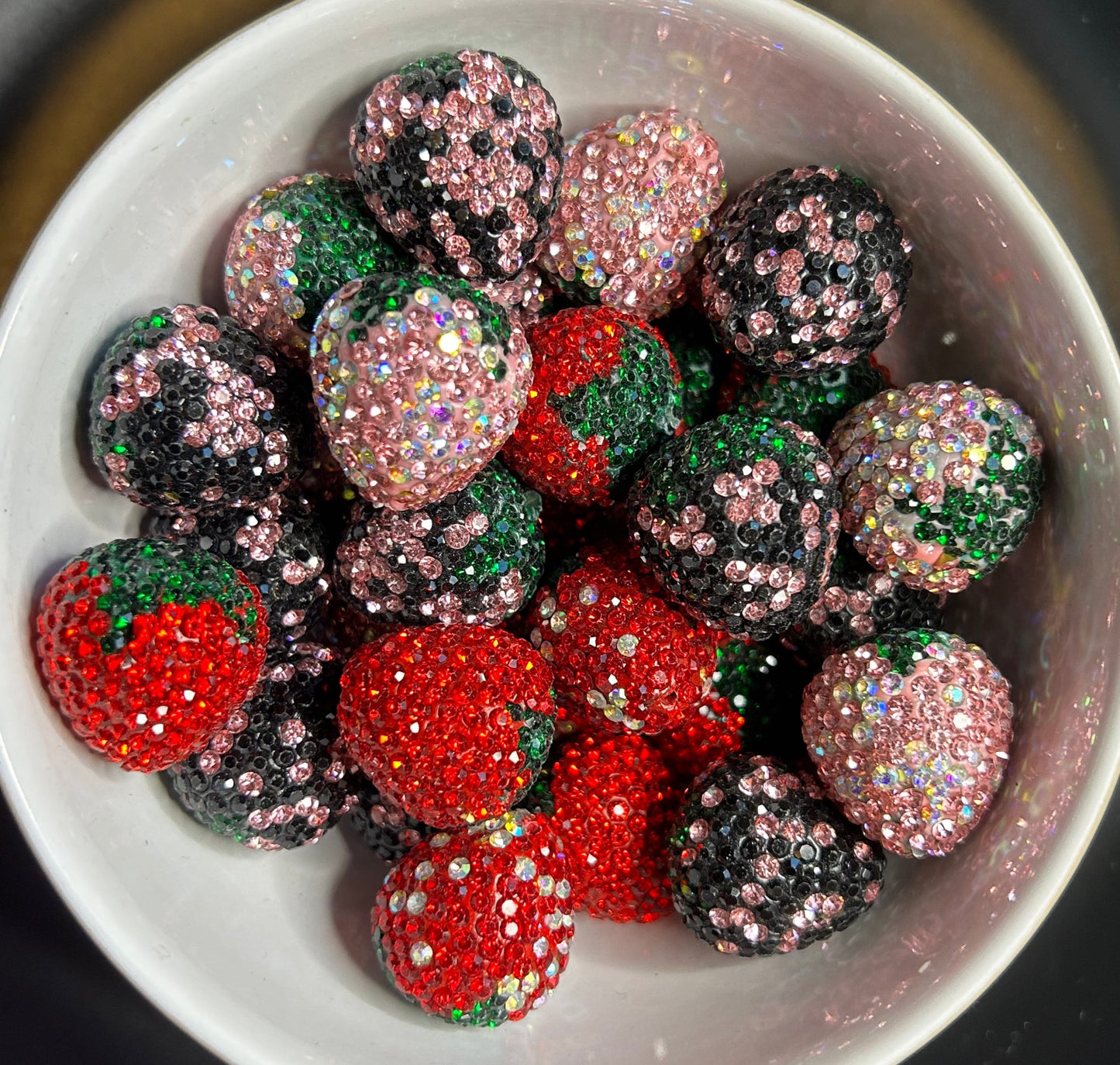 Fancy Rhinestone Strawberry Beads
