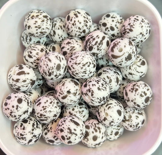 New Speckled Cow Print Printed Silicone Beads