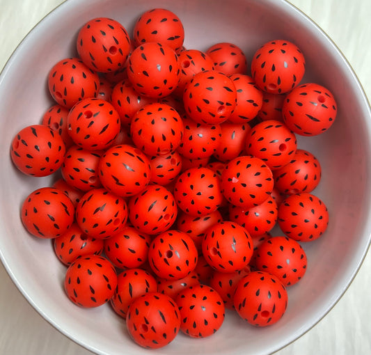 New Strawberry Seed Printed Silicone Beads