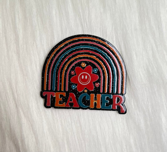 Teacher Rainbow Glitter Acrylic