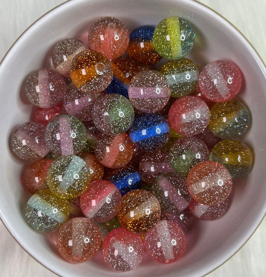 16mm Ombre Resin Glitter Beads