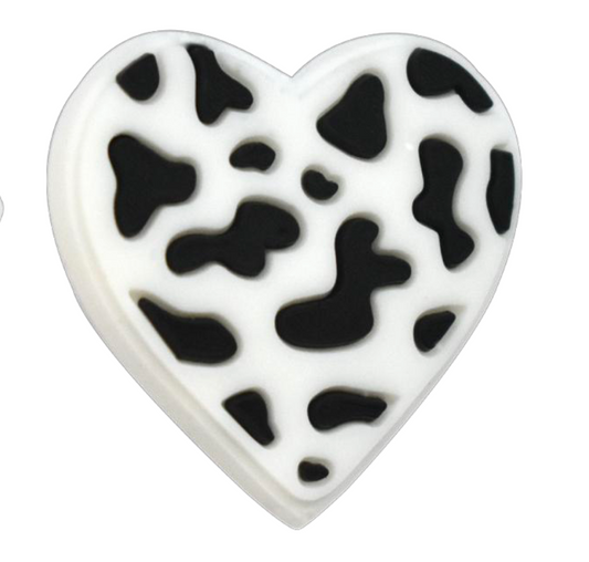 Cow Print Heart Focal Bead