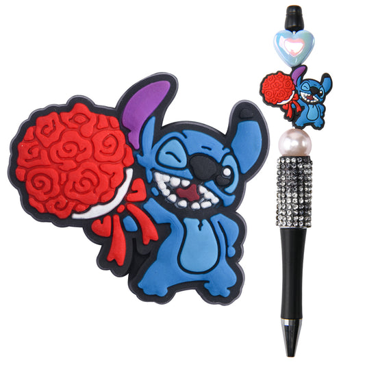 Blue Alien With Roses Focal Bead
