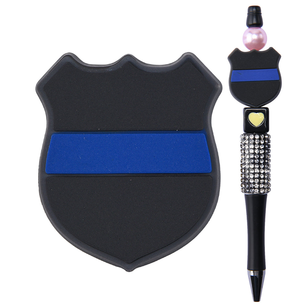 Blue Line Police Badge Focal Bead