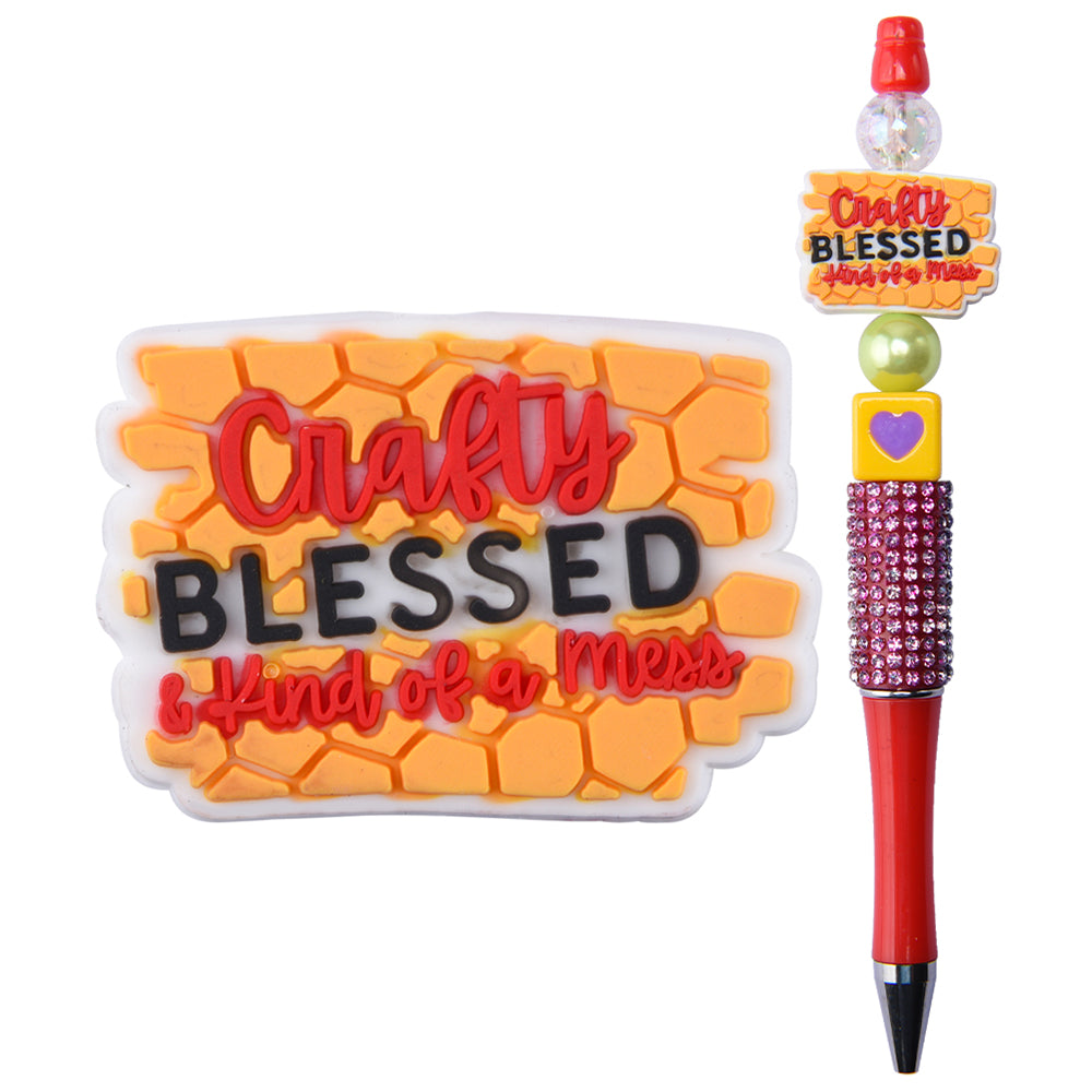 'Crafty, Blessed, & Kind Of A Mess' Focal Bead