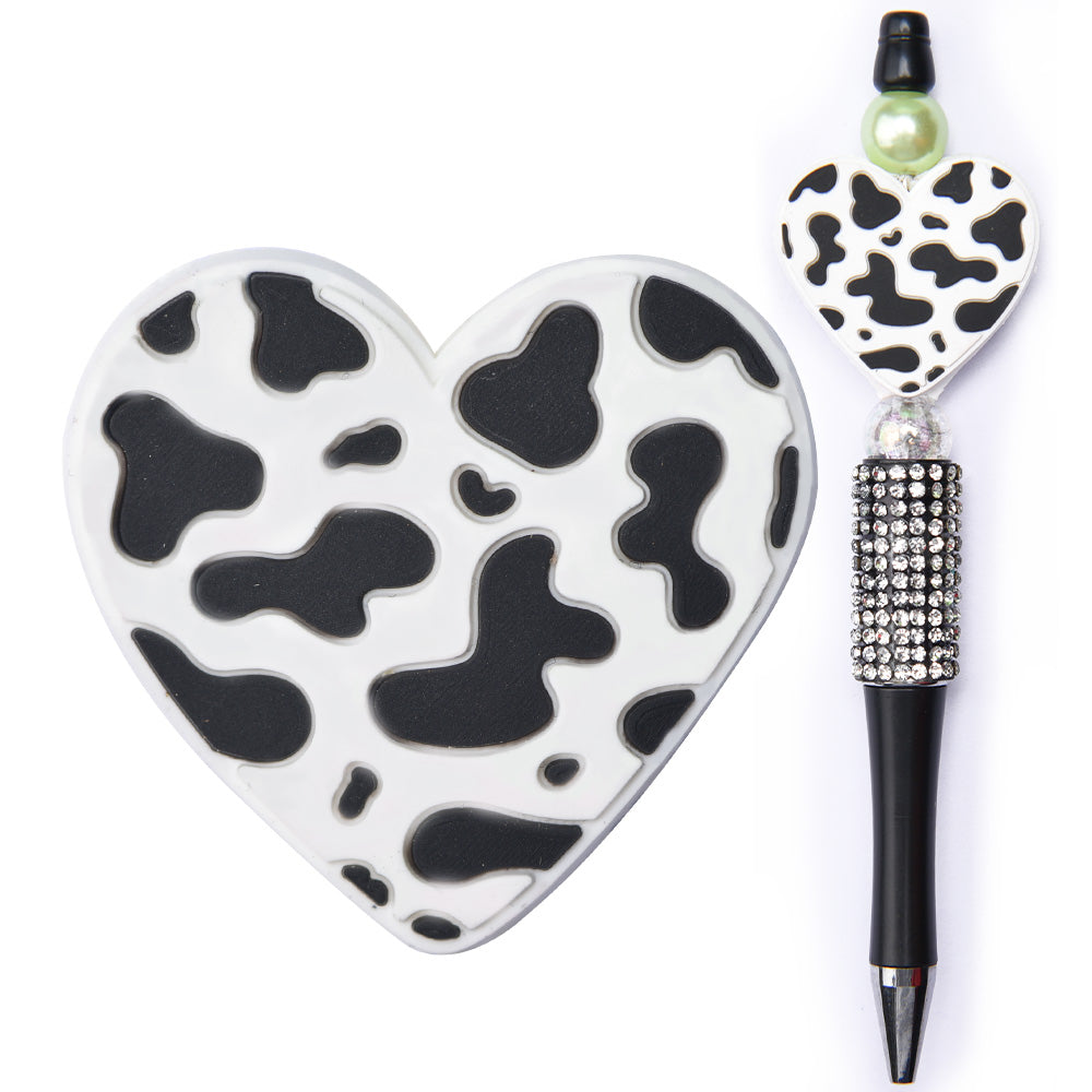 Cow Print Heart Focal Bead