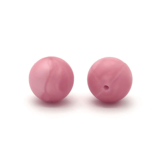 Metallic Pink 15mm Silicone Beads