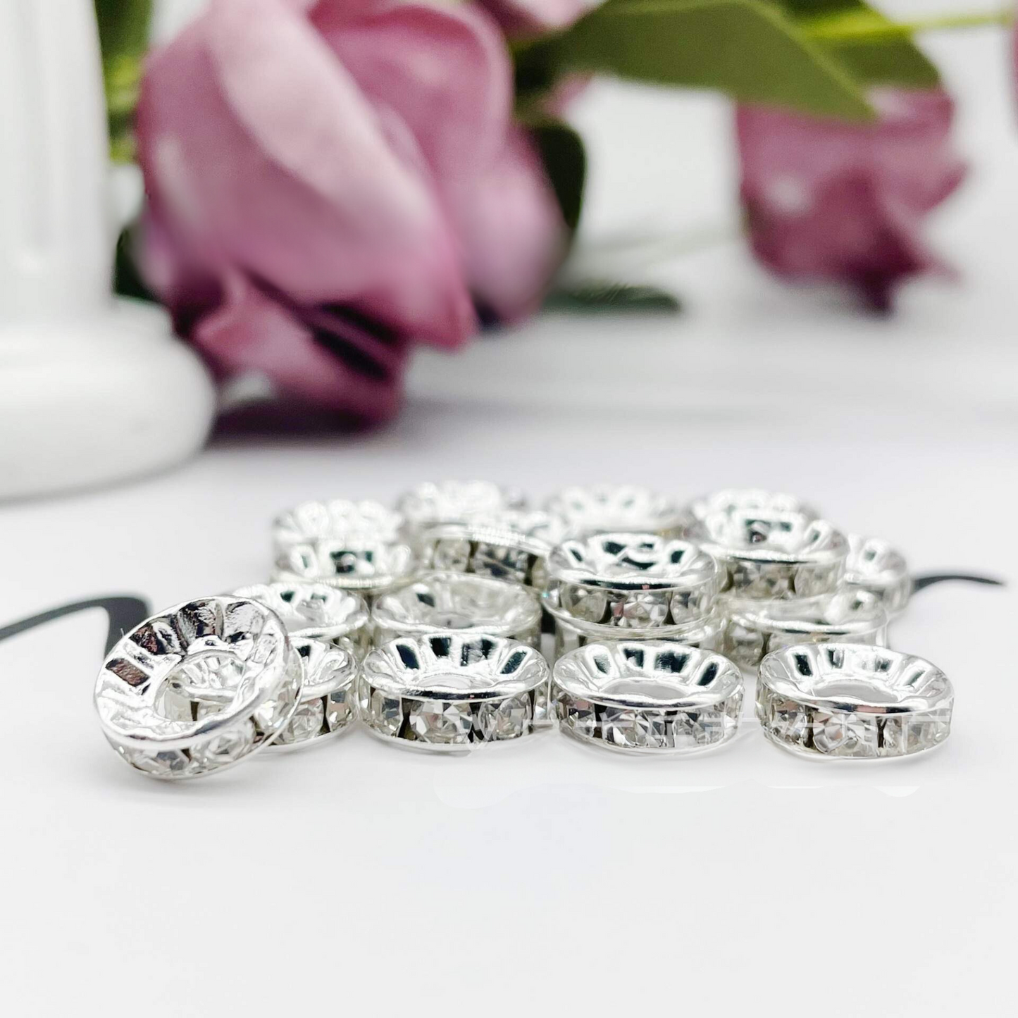 Large Hole 12mm Silver Straight Spacer Beads