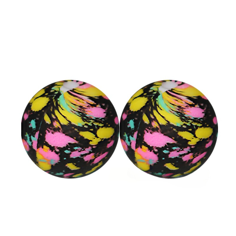 New Neon Splatter Printed Silicone Beads