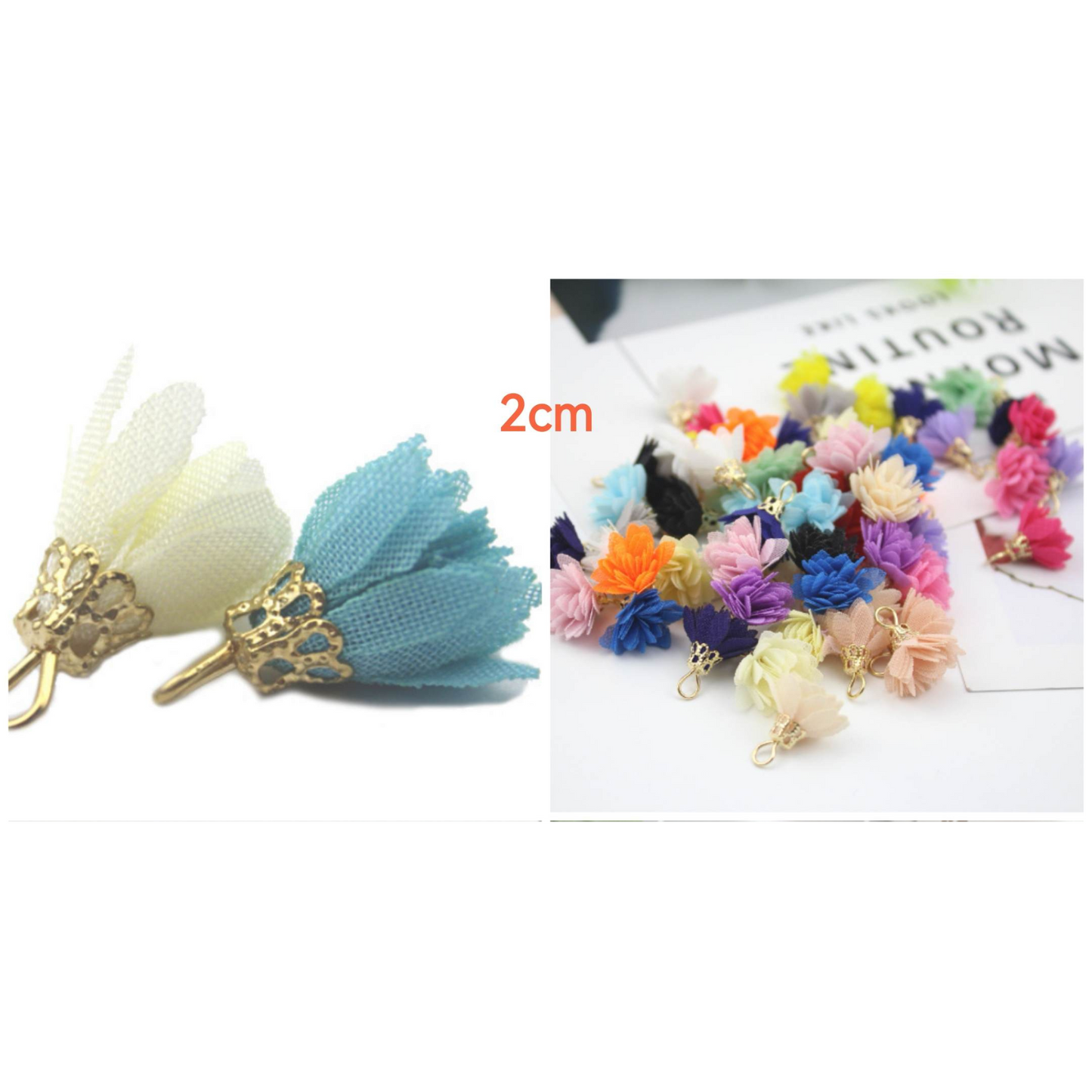 Small Fabric Flower Charms