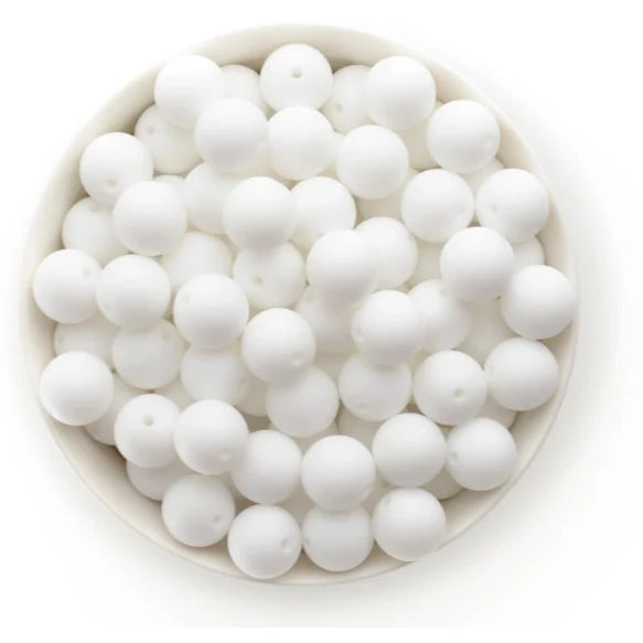 white 15mm silicone beads