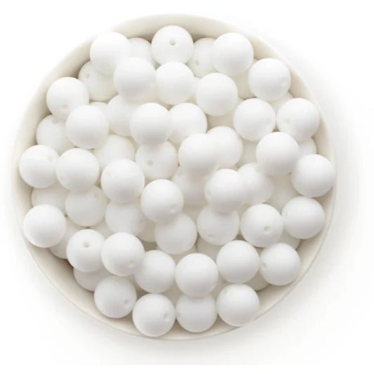 white 15mm silicone beads